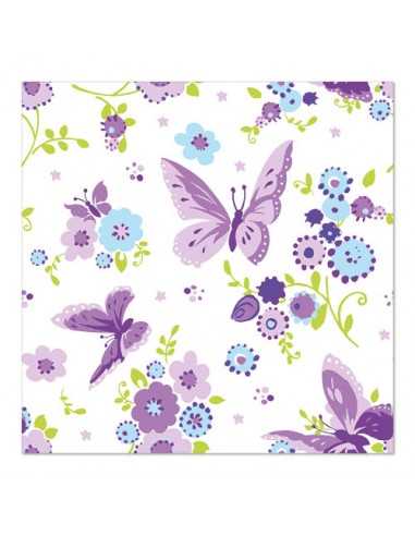 Servilletas de papel decoradas mariposas violeta 33 x 33 cm