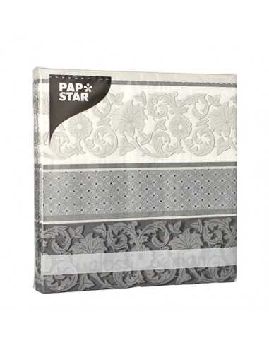 Guardanapos de papel decorados cor cinza 33 x 33 cm "Rich Ornate"