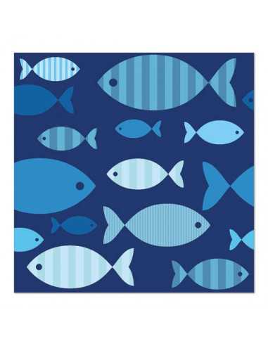 Guardanapos de papel decorado peixes azul 33 x 33 cm "Blue Fish"