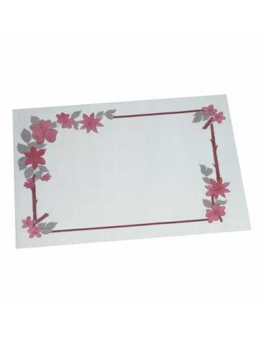 Jogos americano papel  branco decorado flores 30 x 40 cm