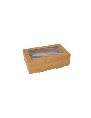 Cajas catering cartón con ventana transparente plástico PET 15,3 x 25,5 cm