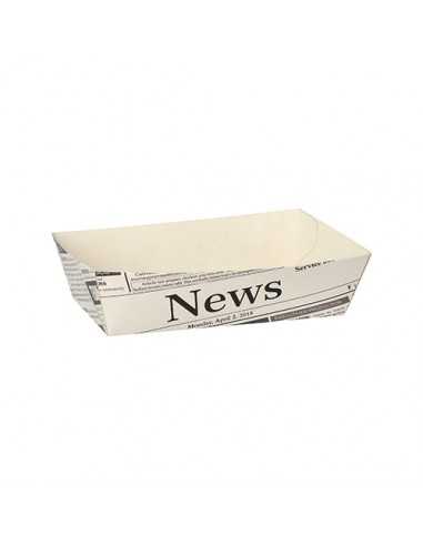 Bandejas patatas fritas o aperitivos cartón impresión Newsprint pequeña