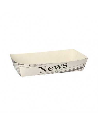 Bandejas para patatas fritas cartón impresión Newsprint mediana
