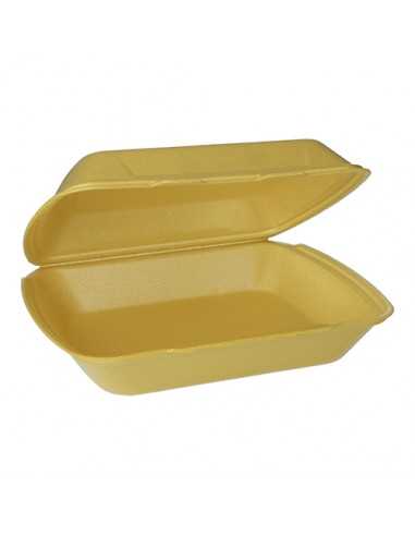 Envases comida para llevar tapa bisagra XPS color oro 24,3 x 20,8 x 7,5cm