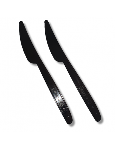 Cuchillos de plástico reutilizables PS color negro 18,5 cm