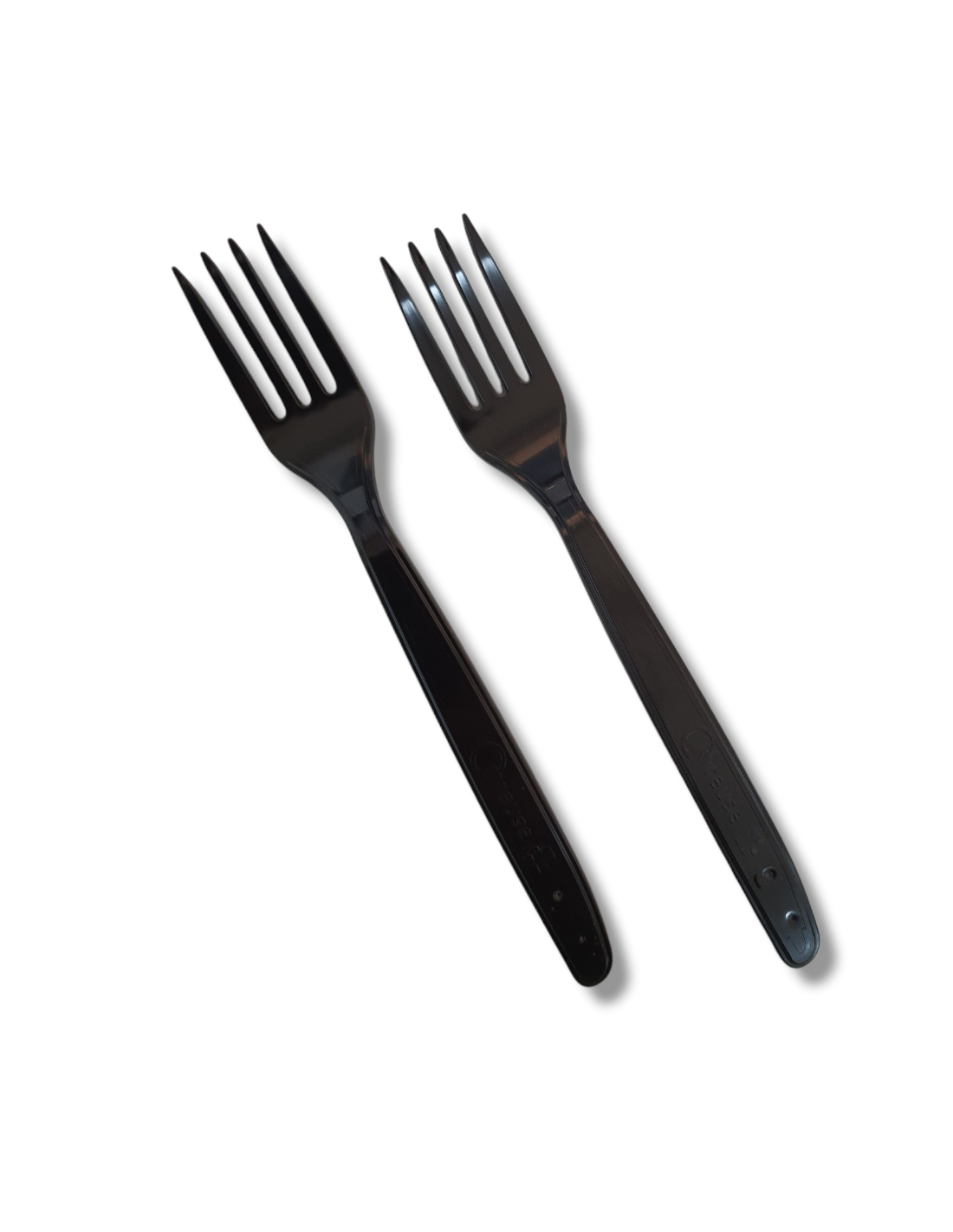 Tenedores de plástico reutilizables PS color negro 18,5 cm
