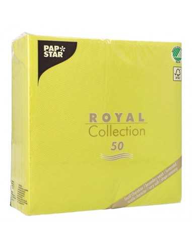 Guardanapos papel aparência de tecido cor verde limão Royal Collection 40 x 40 cm