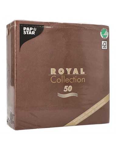 Guardanapos papel aparência de tecido cor castanho Royal Collection 40 x 40 cm