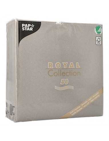 Guardanapos papel aparência de tecido cor cinza Royal Collection 40 x 40 cm
