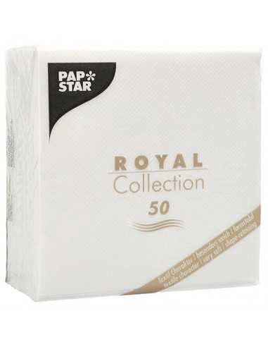Servilletas papel aspecto tela color blanco Royal Collection 25 x 25cm