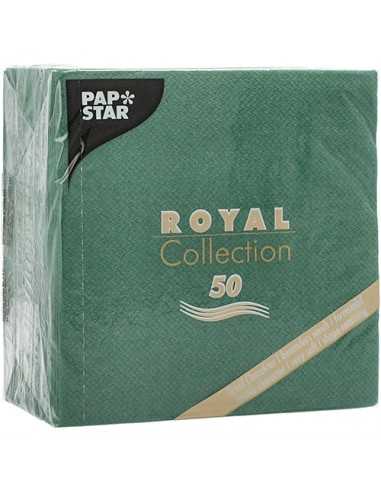 Servilletas papel aspecto tela color verde oscuro Royal Collection 25 x 25cm