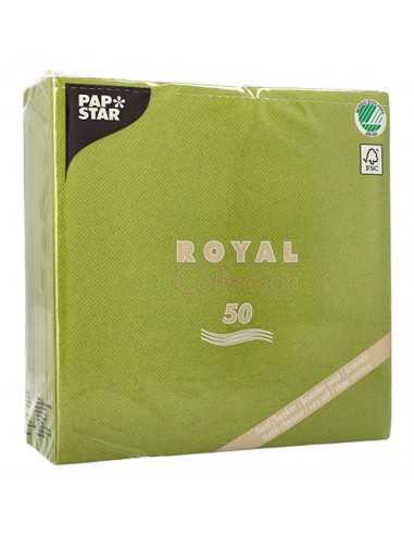 Guardanapos papel aparência de tecido cor verde azeitona Royal Collection 40 x 40 cm
