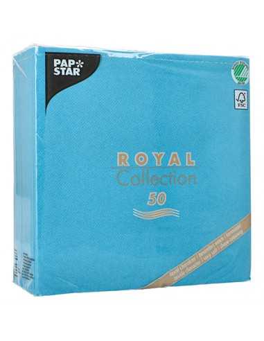 Servilletas papel aspecto tela azul turquesa Royal Collection 40 x 40 cm