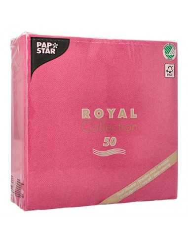Servilletas papel aspecto tela rosa fucsia Royal Collection 40 x 40 cm
