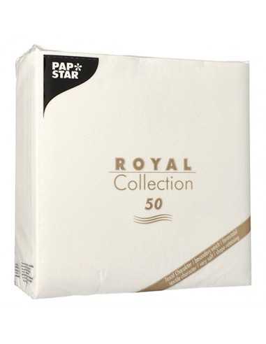 Guardanapos papel aparência tecido Royal Collection cor branco  40 x 40 cm