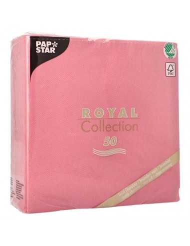 Servilletas papel aspecto tela color rosa Royal Collection 40 x 40 cm