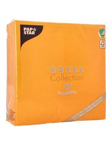 Guardanapos papel aparência tecido cor laranja Royal Collection 40 x 40 cm