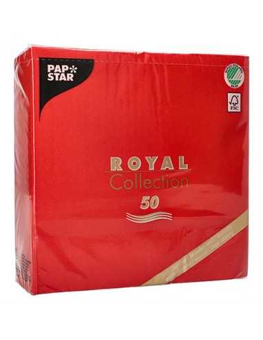 Servilletas papel aspecto tela color rojo Royal Collection 40 x 40 cm
