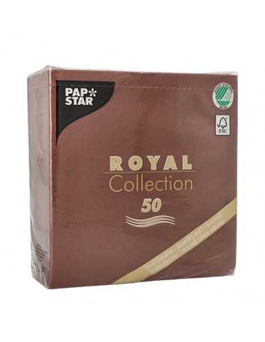 Guardanapos papel aparência de tecido castanho escuro Royal Collection 40 x 40 cm