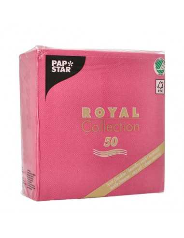 Guardanapos papel aparência de tecido cor fucsia 33 x 33 cm Royal Collection