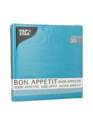 Guardanapos de papel impresos Bon Appettit cor turquesa  33 x 33 cm