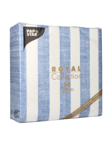 Guardanapos de papel listrado azul branco Royal Collection 40 x 40 cm