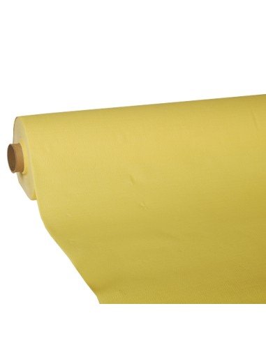 Toalha de mesa papel aspeto tecido amarelo 25 x 1,18 m Royal Collection