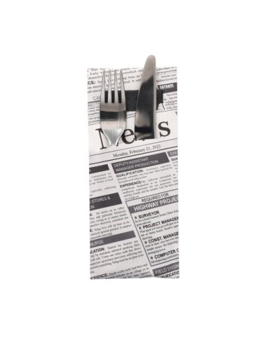 Fundas de papel para cubiertos Newsprint incluye servilleta