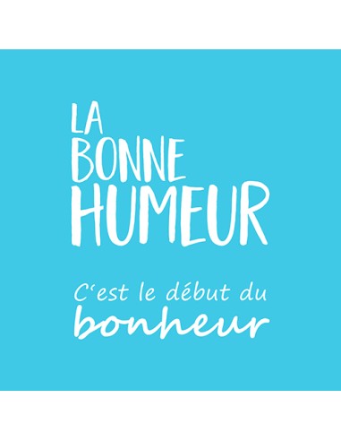 Guardanapos de papel azul impressos "La Bonne Humeur" 33 x 33 cm