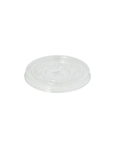 Tapas de plastico planas para vasos con agujero para cañita Ø 9,5 cm