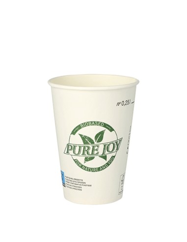 Copos de cartão café cor branco biodegradáveis Pure Joy  250ml