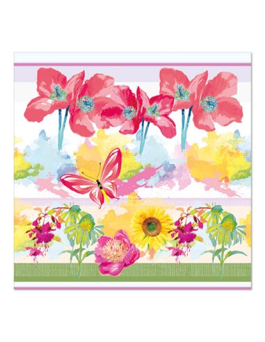 Guardanapos de papel decorados flores cores 33 x 33 cm