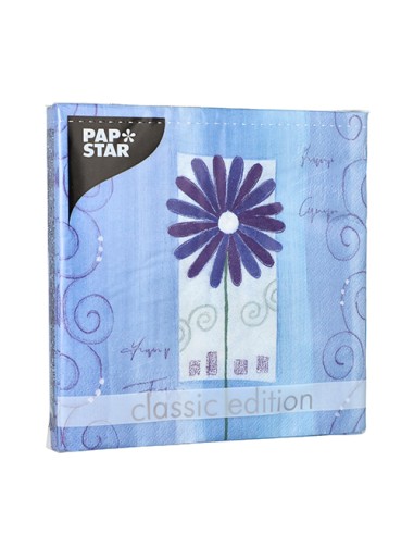 Guardanapos de papel decorados flor cor azul escuro 33 x 33 cm