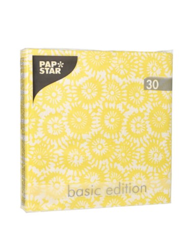 Servilletas de papel decoradas estampado color amarillo Papstar
