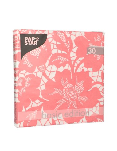 Servilletas de papel decoradas flores rosa 33 x 33 cm Rich Lace