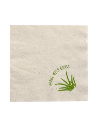 Servilletas ecológicas para cóctel papel natural con hierba 33 x 33 cm