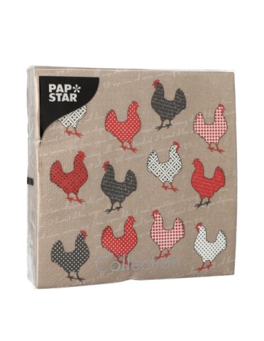 Guardanapos de papel decorados galinhas 33 x 33 cm
