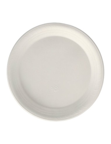 Platos de caña azúcar redondos blanco Ø 22,5 cm