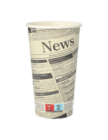 Vasos de cartón decorados papel prensa Newsprint 500ml