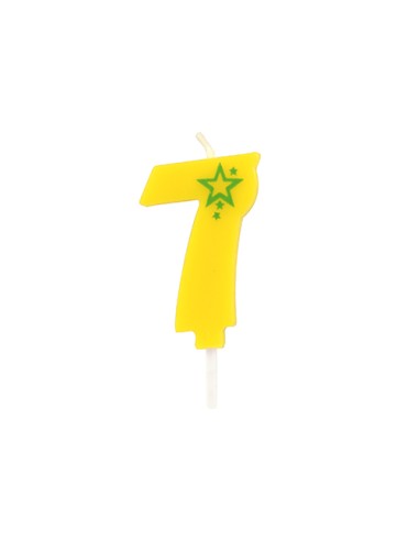Velas de aniversário número 7 mini cor amarelo 6,8 cm