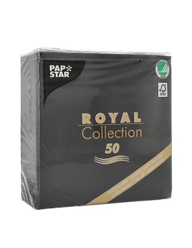 Servilletas papel aspecto tela color negro Royal Collection 25 x25cm