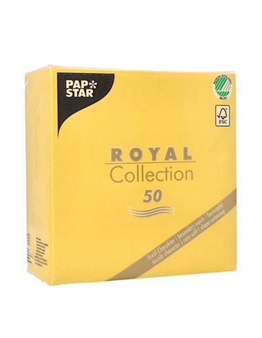 Servilletas papel aspecto tela color amarillo Royal Collection 25 x 25cm