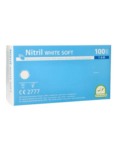 Guantes de nitrilo blancos sin talco White Soft talla M