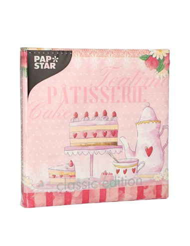 Guardanapos de papel decorados bolos rosa 33 x 33 cm