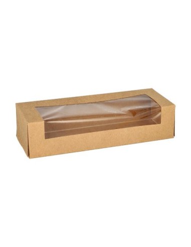 Cajas para sushi cartón con ventana de PLA 19,5 x 7 x 4,5 cm
