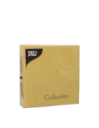 Servilletas de papel color dorado cóctel 25 x 25 cm