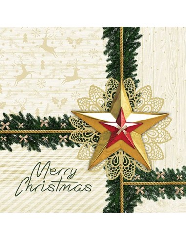 Guardanapos de papel decorados Natal 40 x 40 cm Golden Star