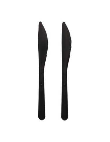 Cuchillos reutilizables bioplástico color negro 18,5 cm