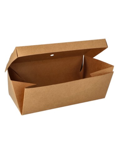 Cajas para bocadillos cartón kraft desplegables 25 x 13 x 10 cm