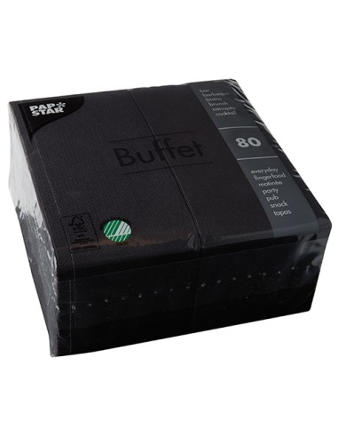 Guardanapos de papel Buffet cor preto 33 x 33 cm  1/8